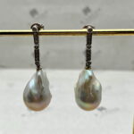 Aros perlas barroca con diamantes