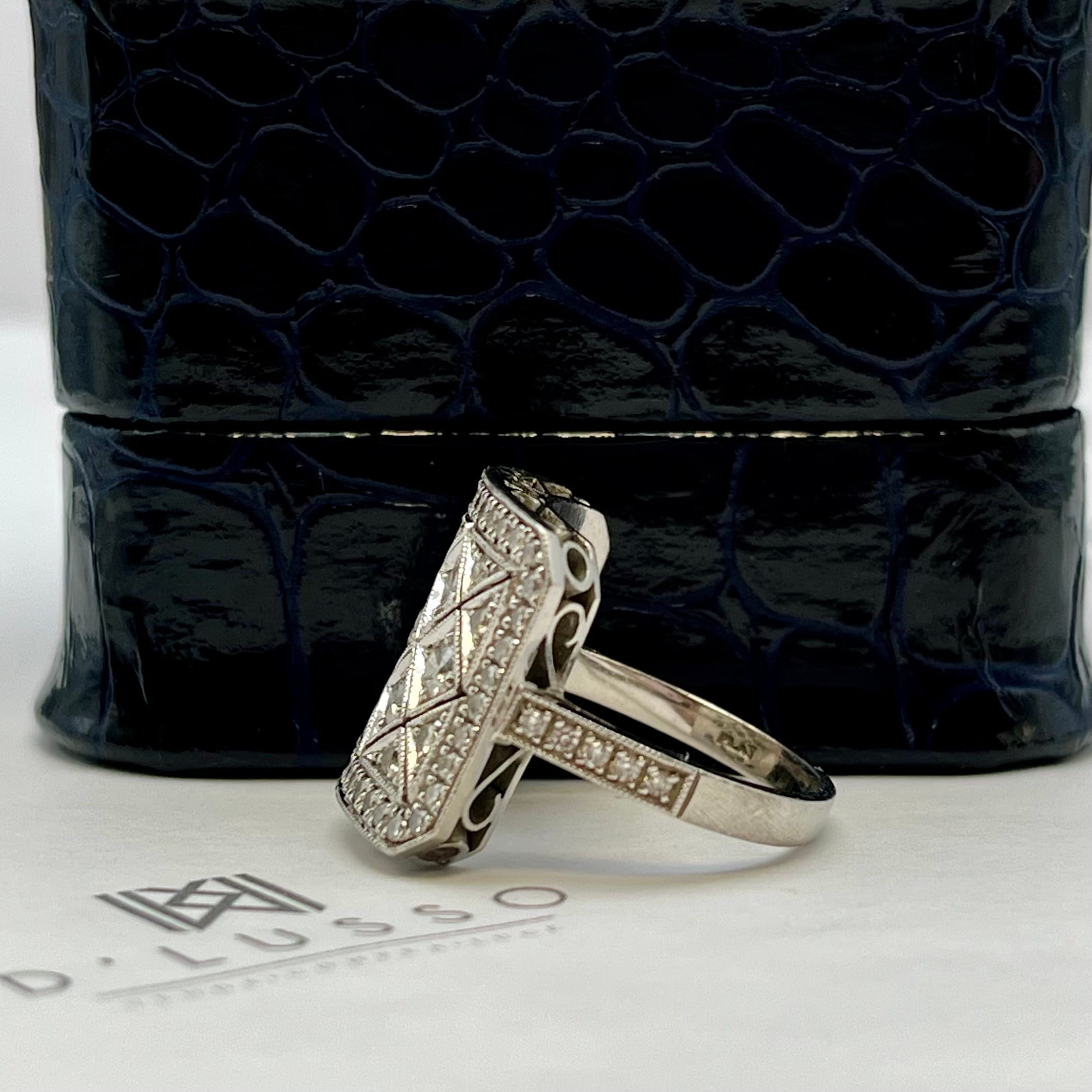 Anillo placa calado platino - Imagen 4