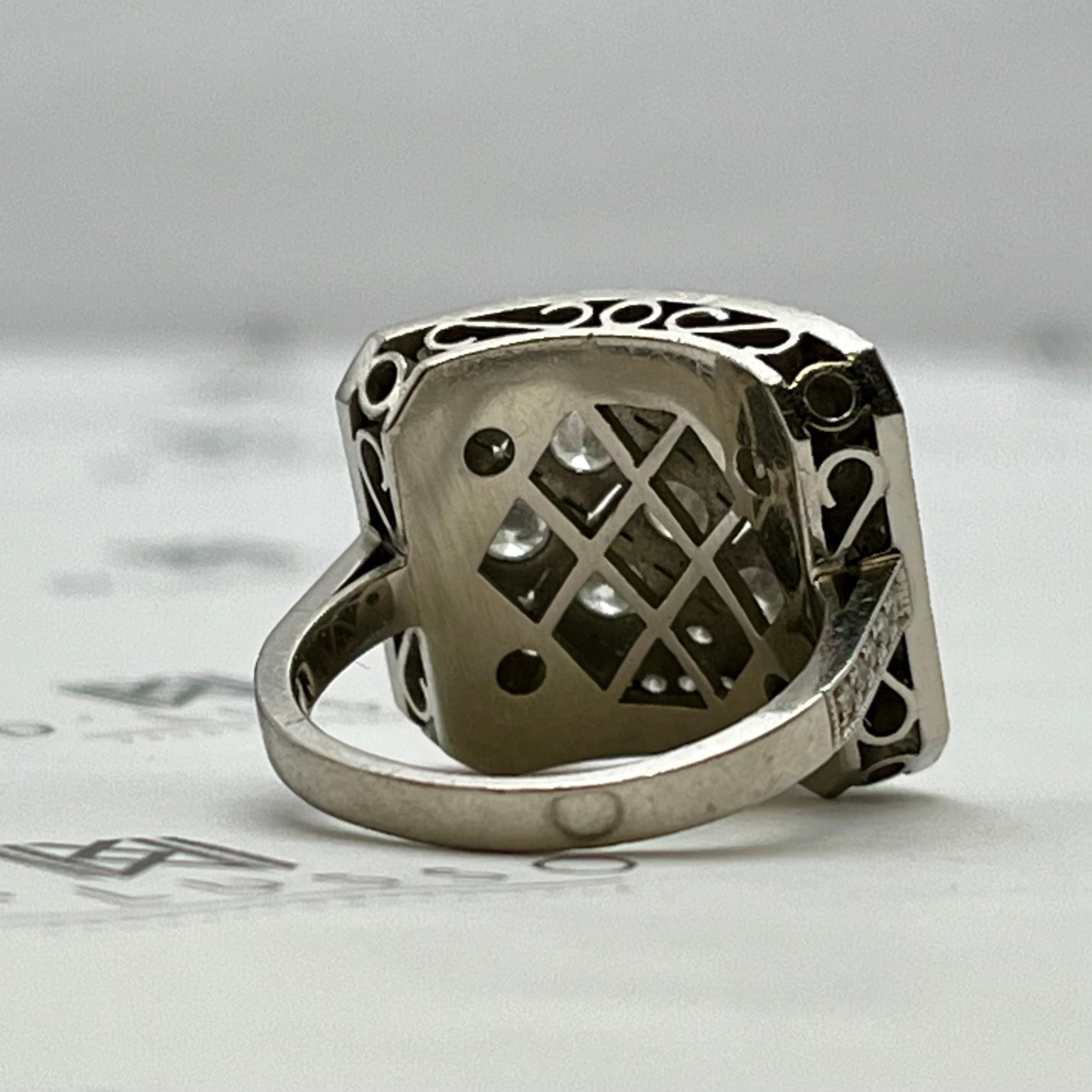 Anillo placa calado platino - Imagen 8