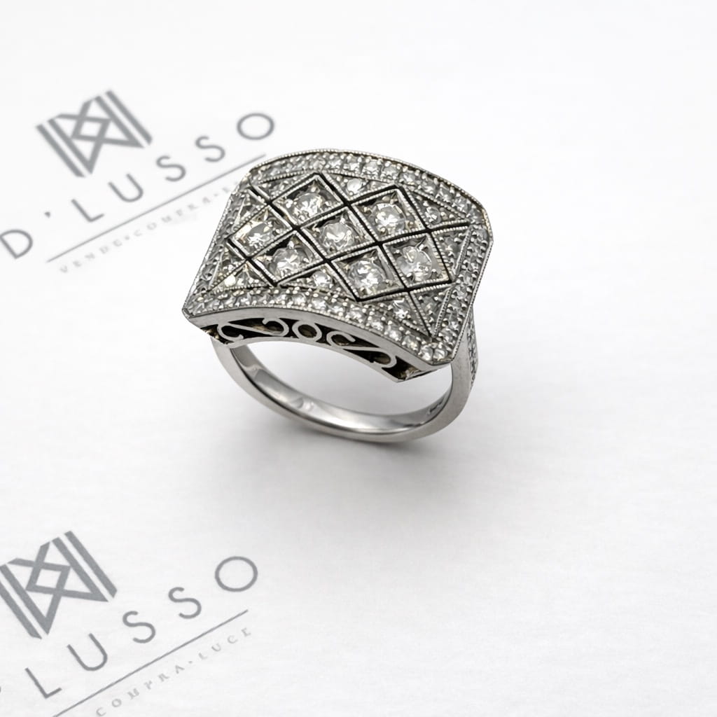 Anillo placa calado platino - Imagen 7