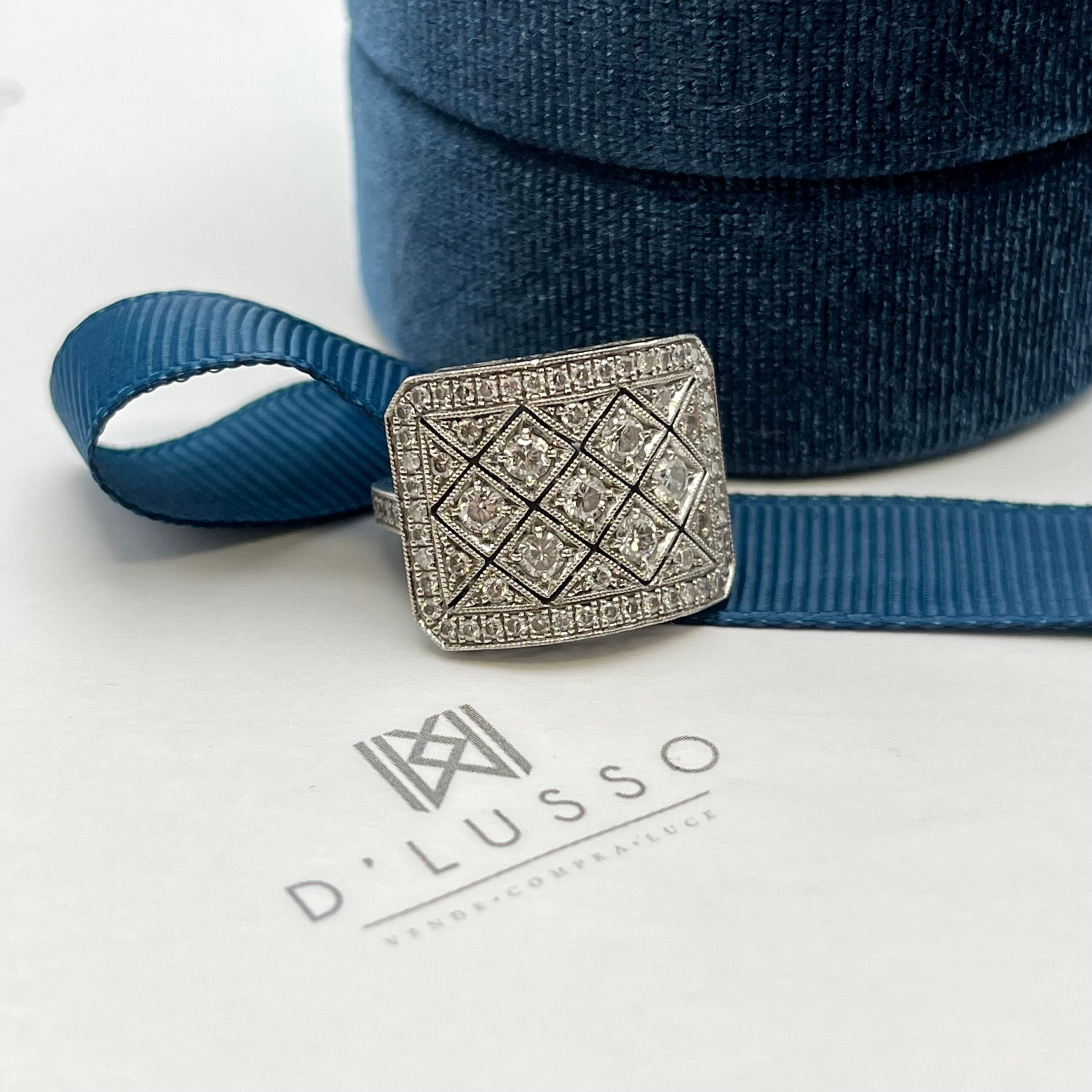 Anillo placa calado platino - Imagen 6