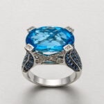 Anillo topacio, zafiros y brillantes