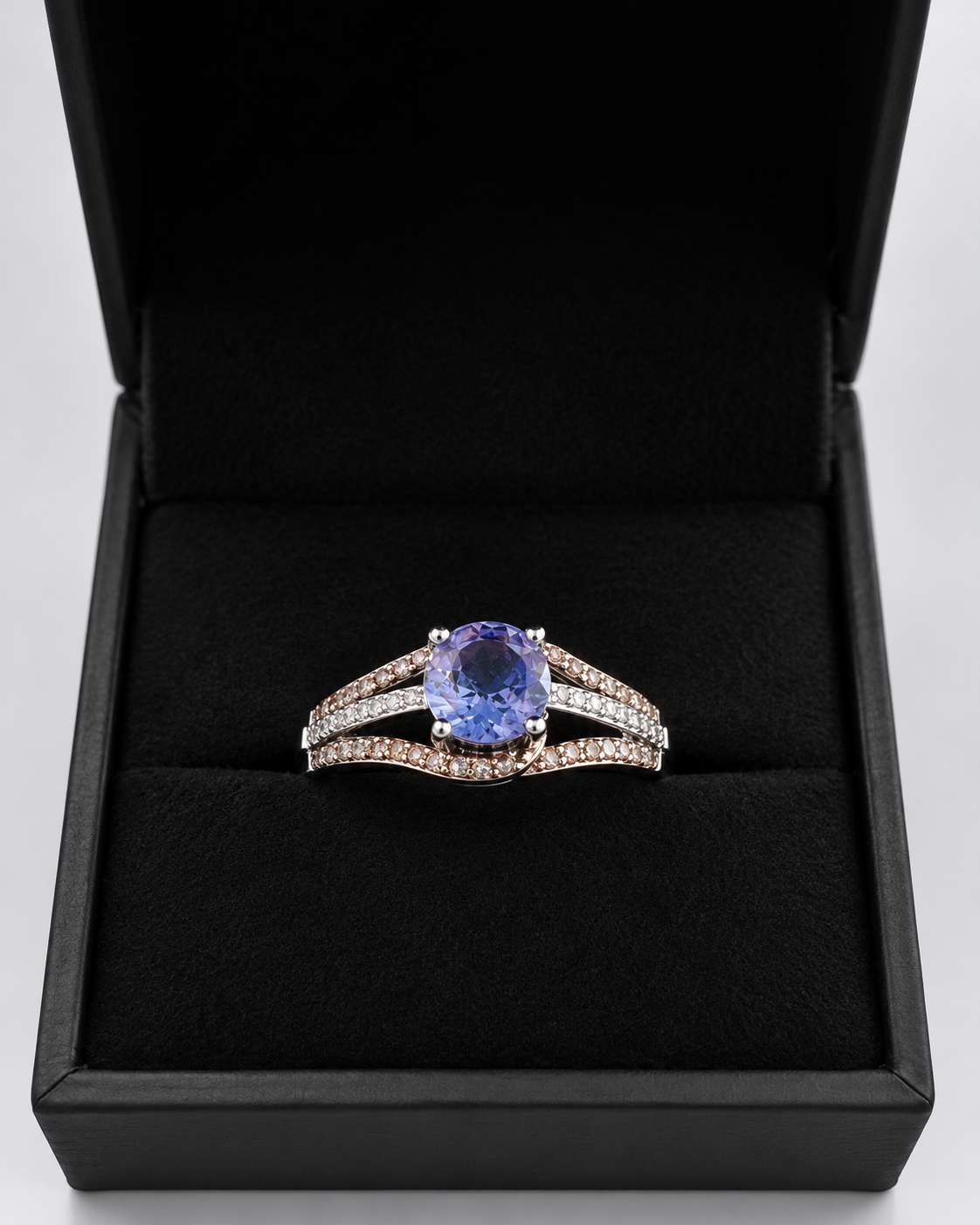 Solitario tanzanita con diamantes - Imagen 5