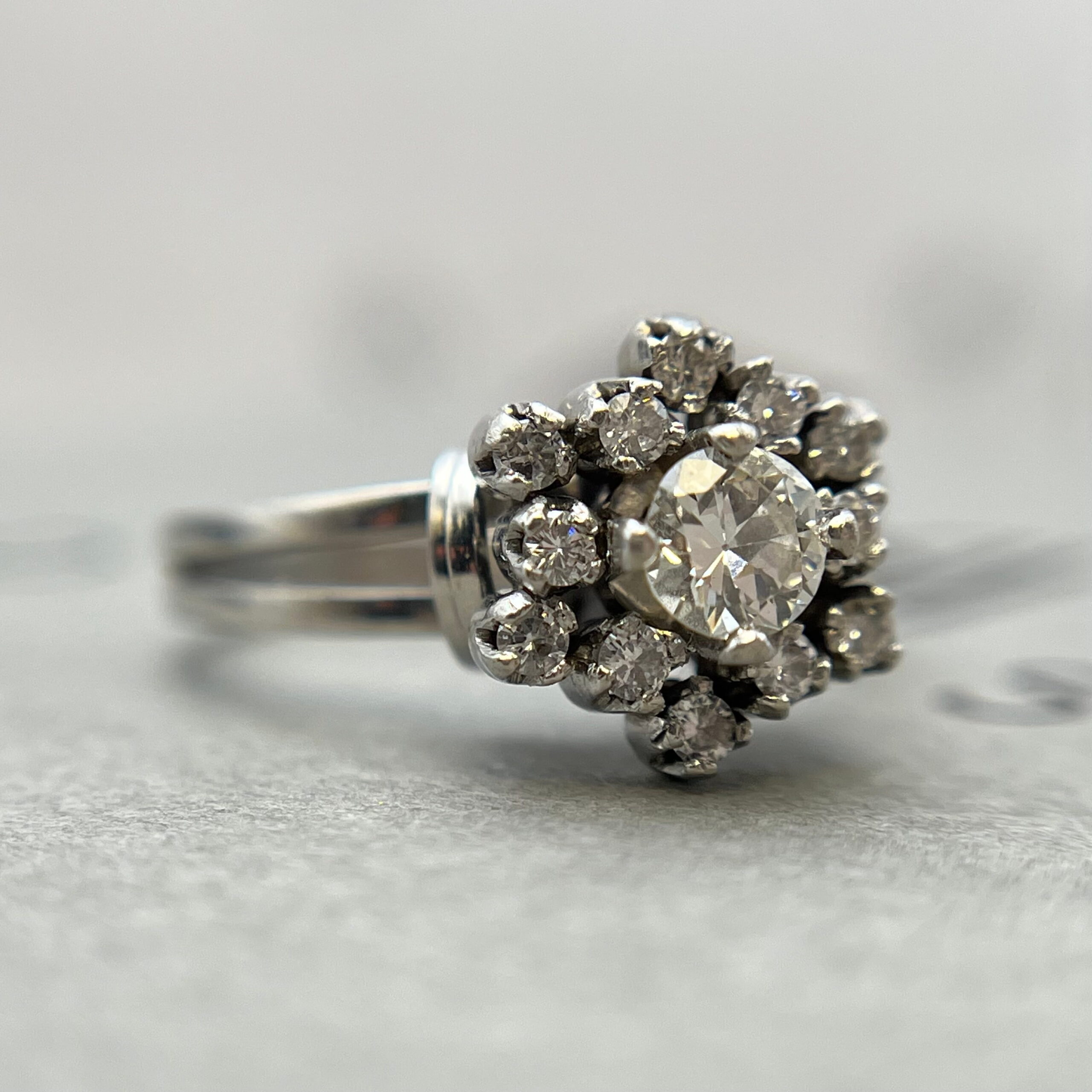 Roseta de brillantes en platino