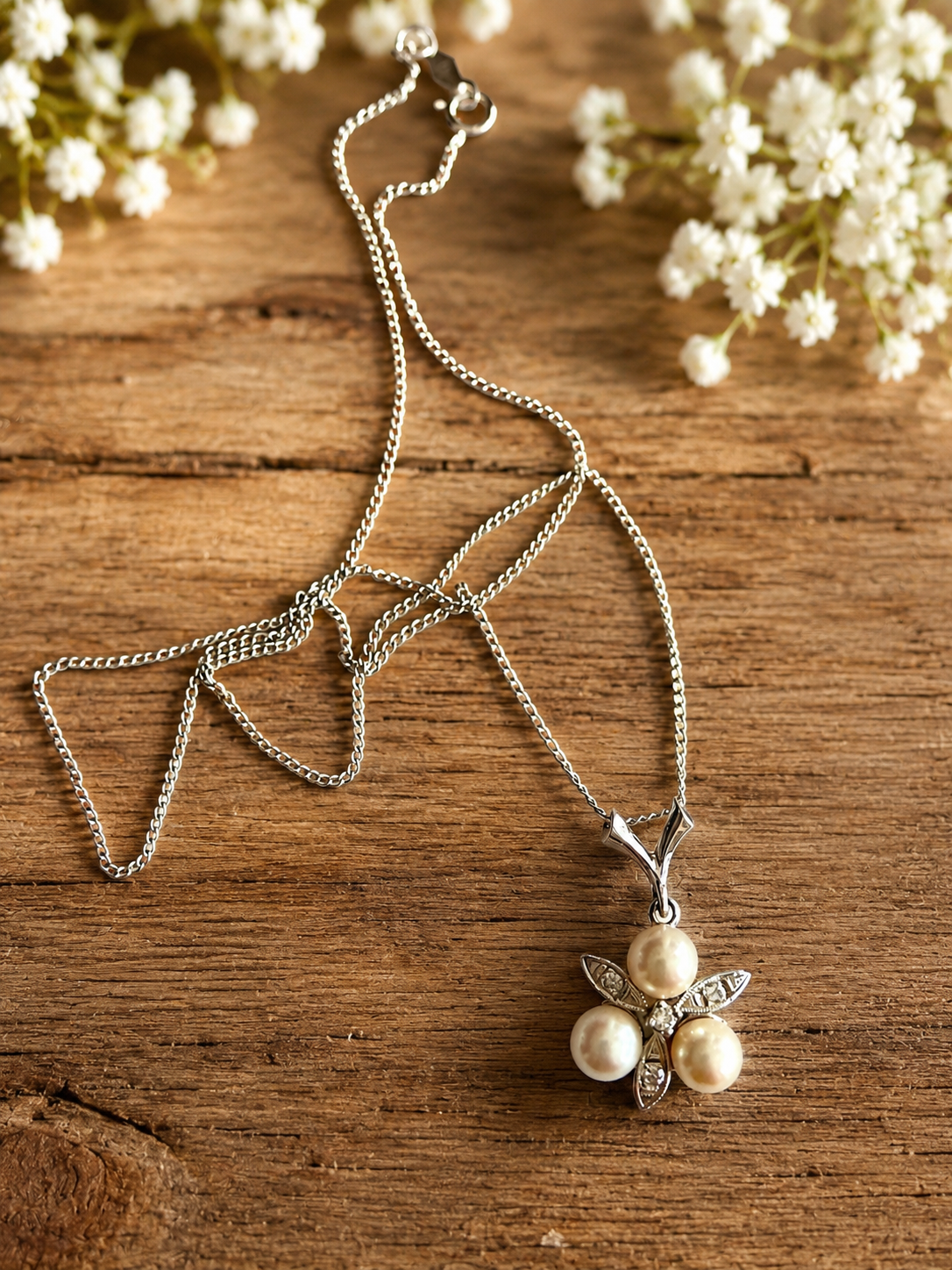 Collar perlas floral - Imagen 2