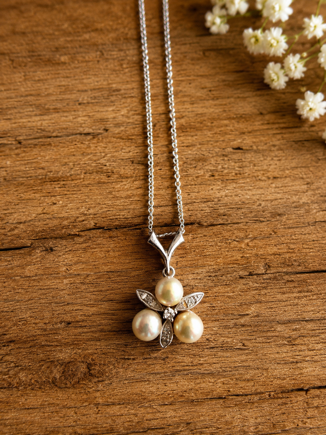 Collar perlas floral - Imagen 5