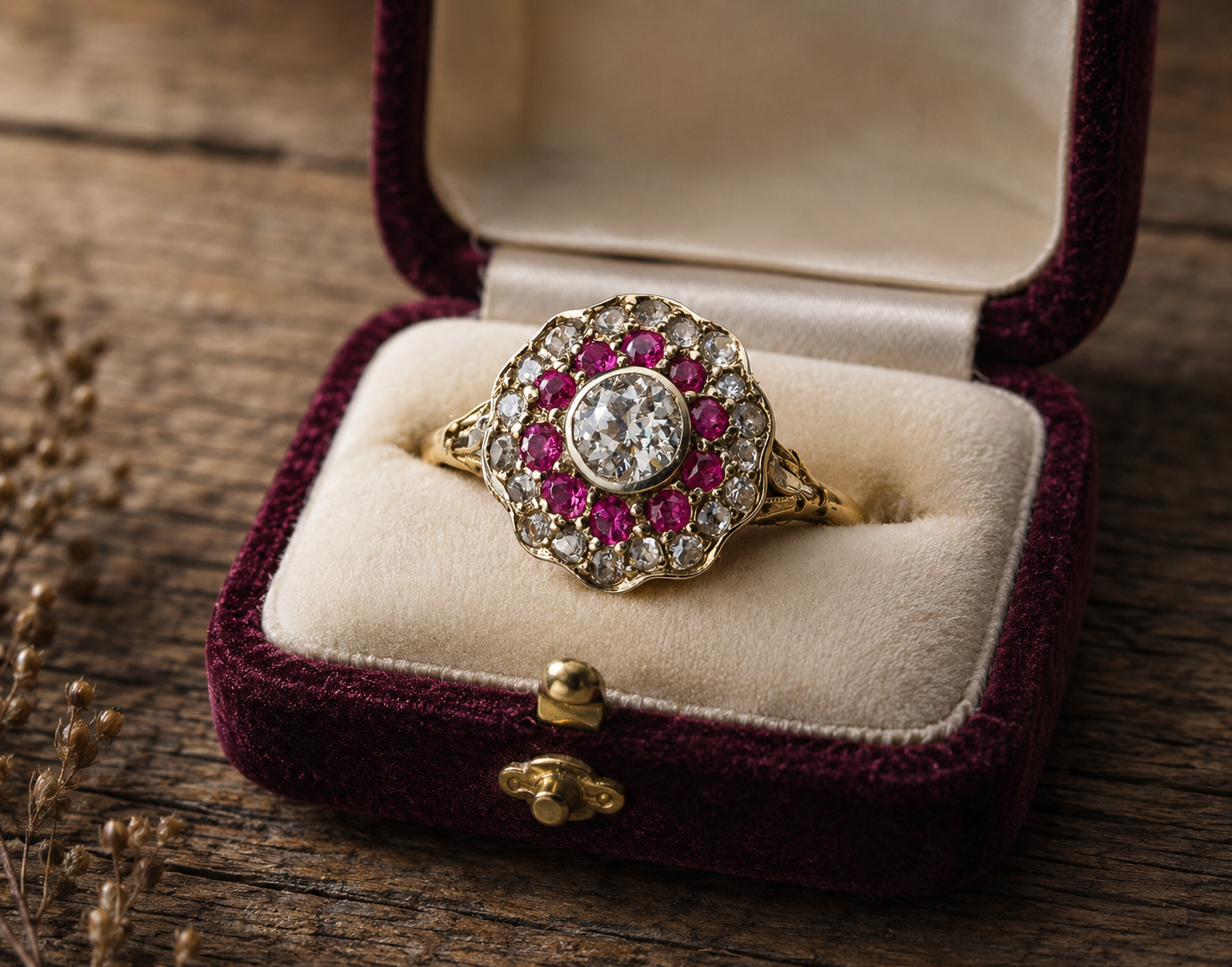 Anillo rubíes victoriano