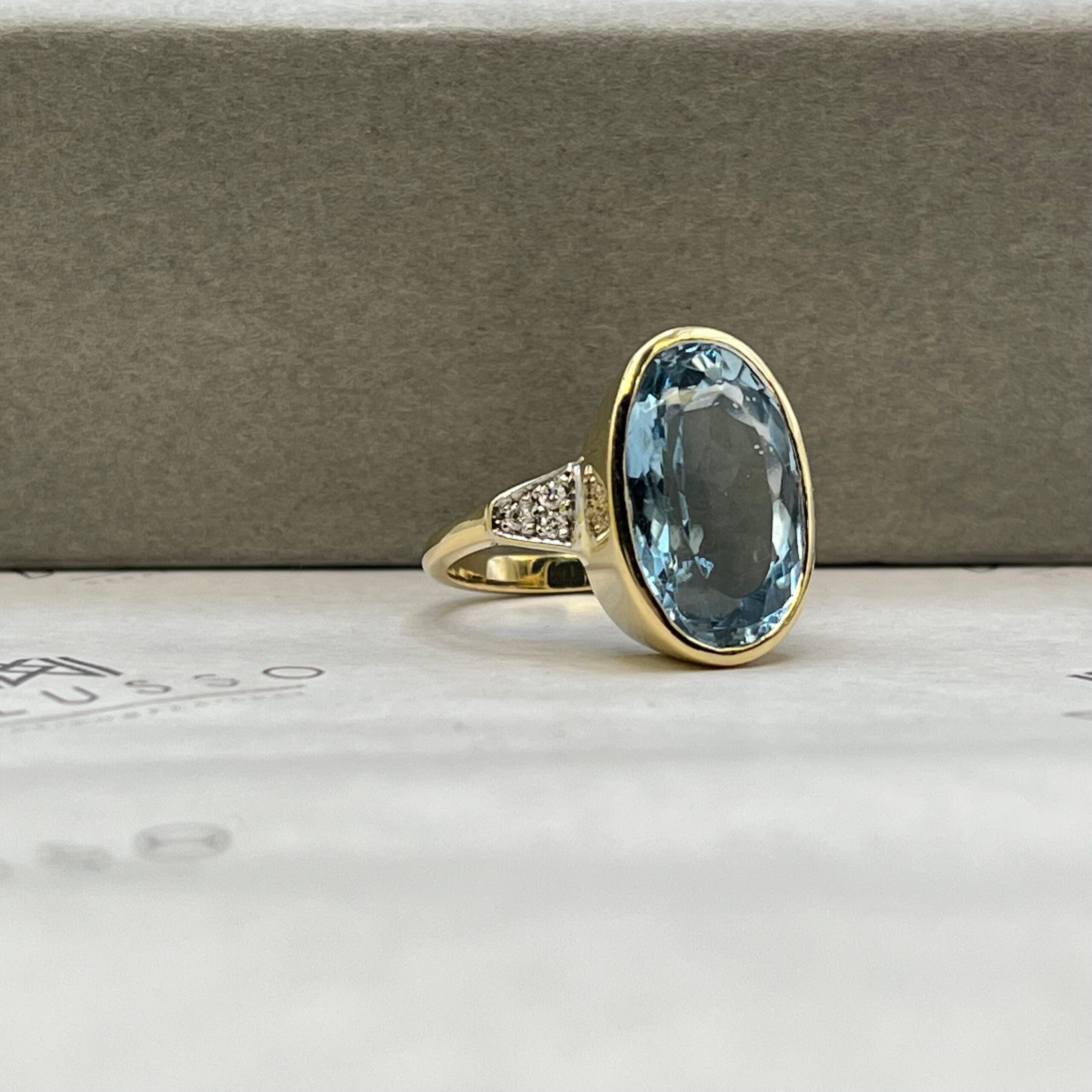 Anillo topacio sky blue y brillantes - Imagen 6