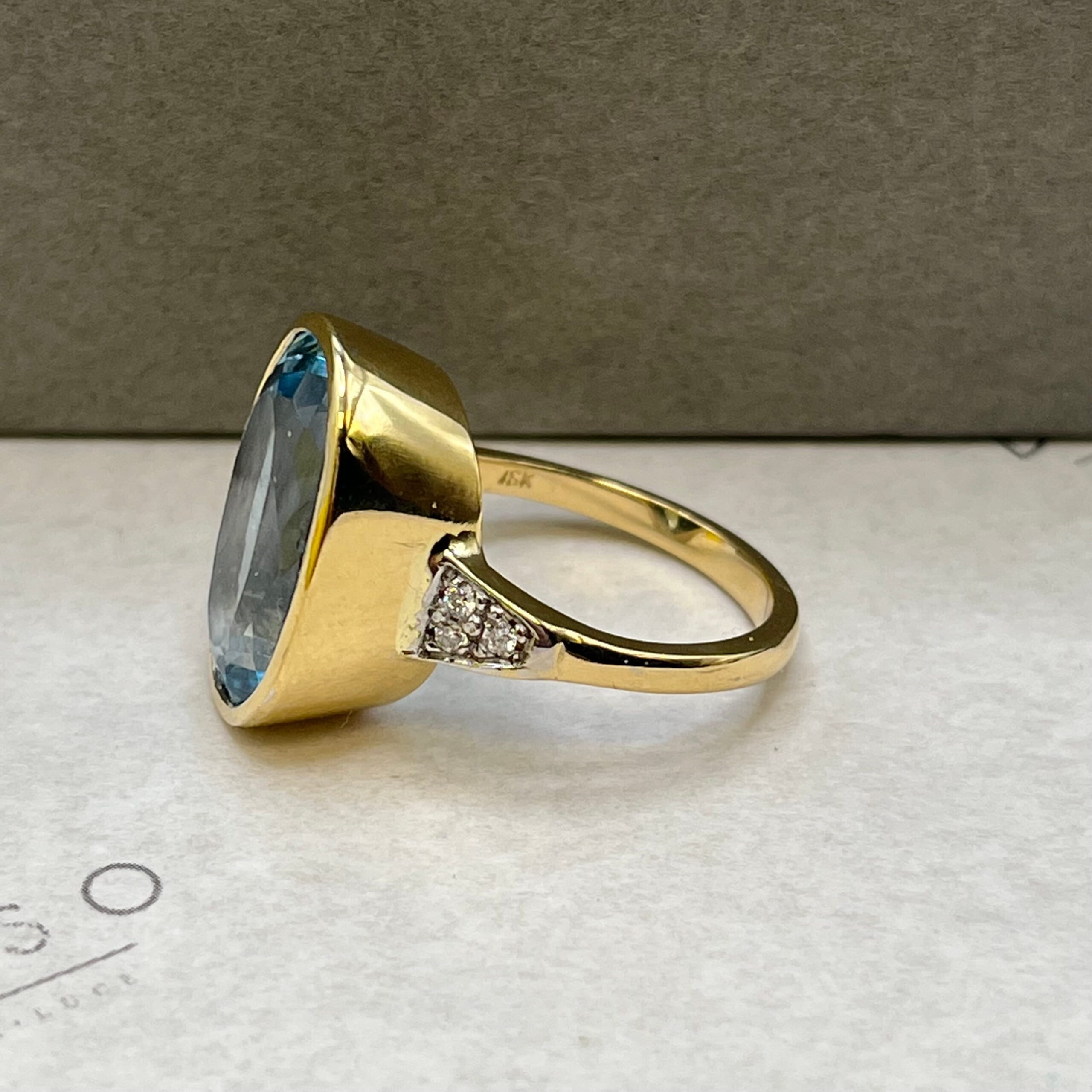 Anillo topacio sky blue y brillantes - Imagen 4