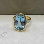 Anillo topacio sky blue y brillantes