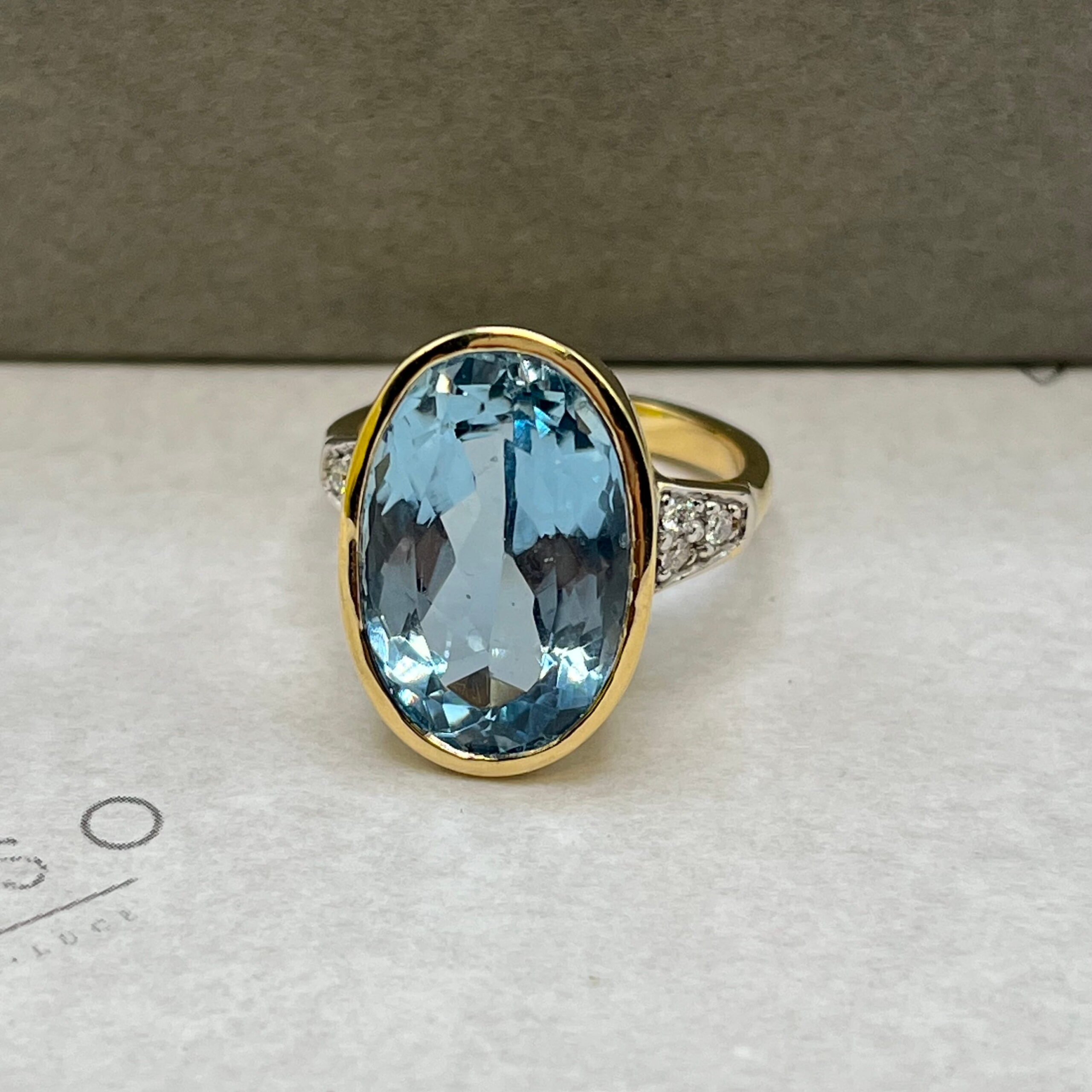 Anillo topacio sky blue y brillantes