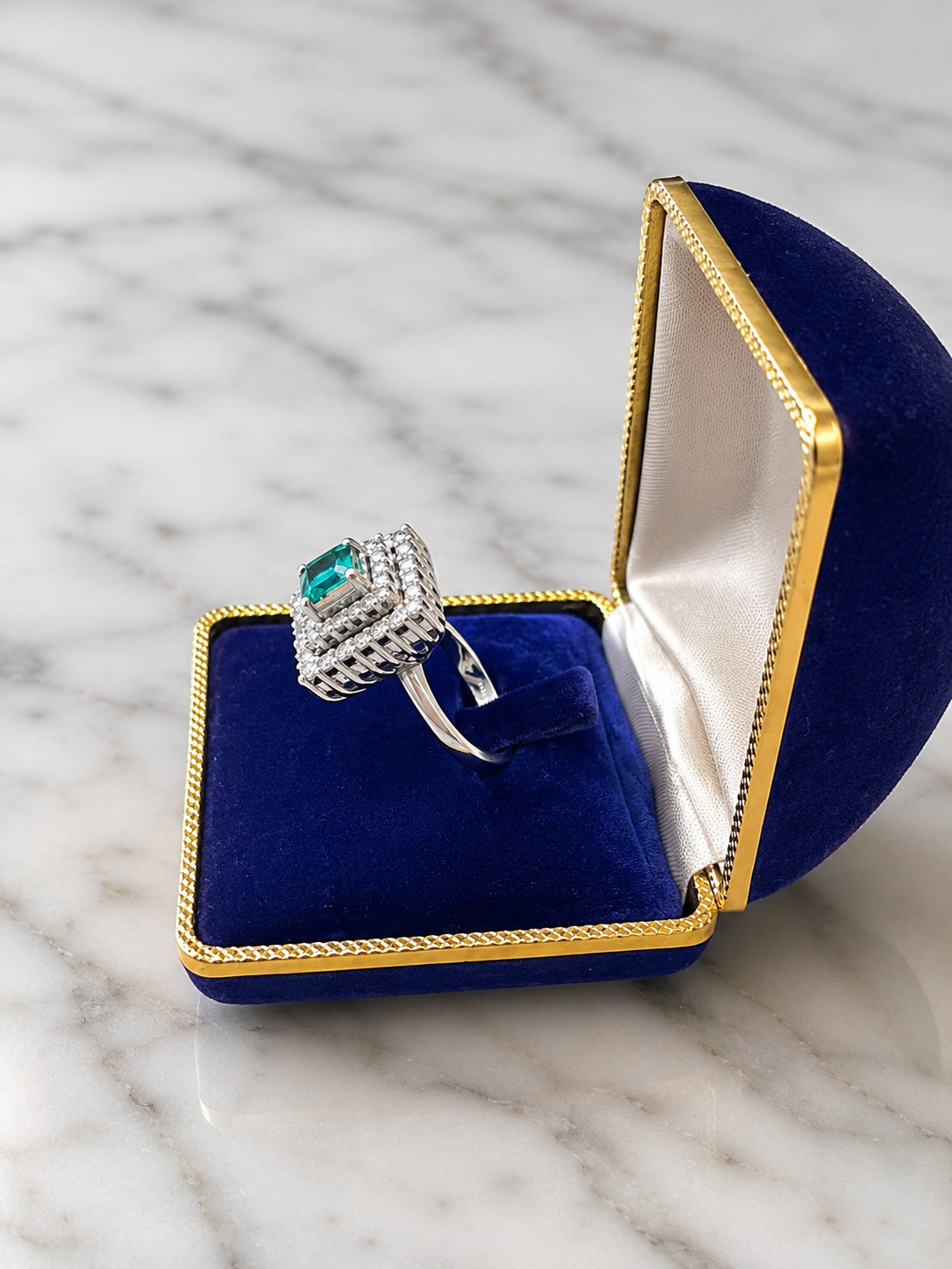 Anillo rectangular esmeralda - Imagen 2