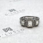 Tricillo diamantes corte esmeralda