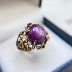 Anillo rubí estrella cabuchon