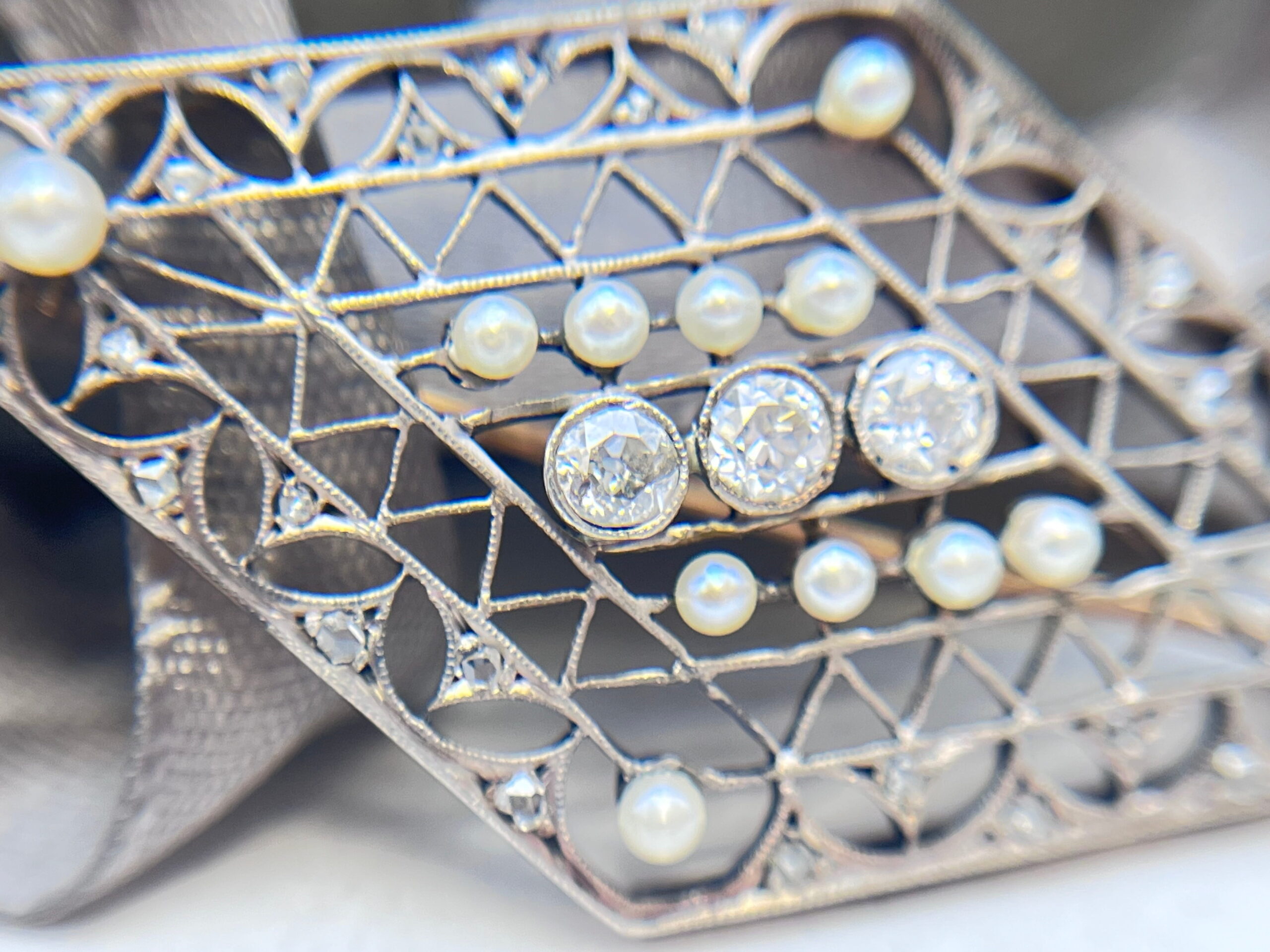Prendedor perlas y diamantes - Imagen 3