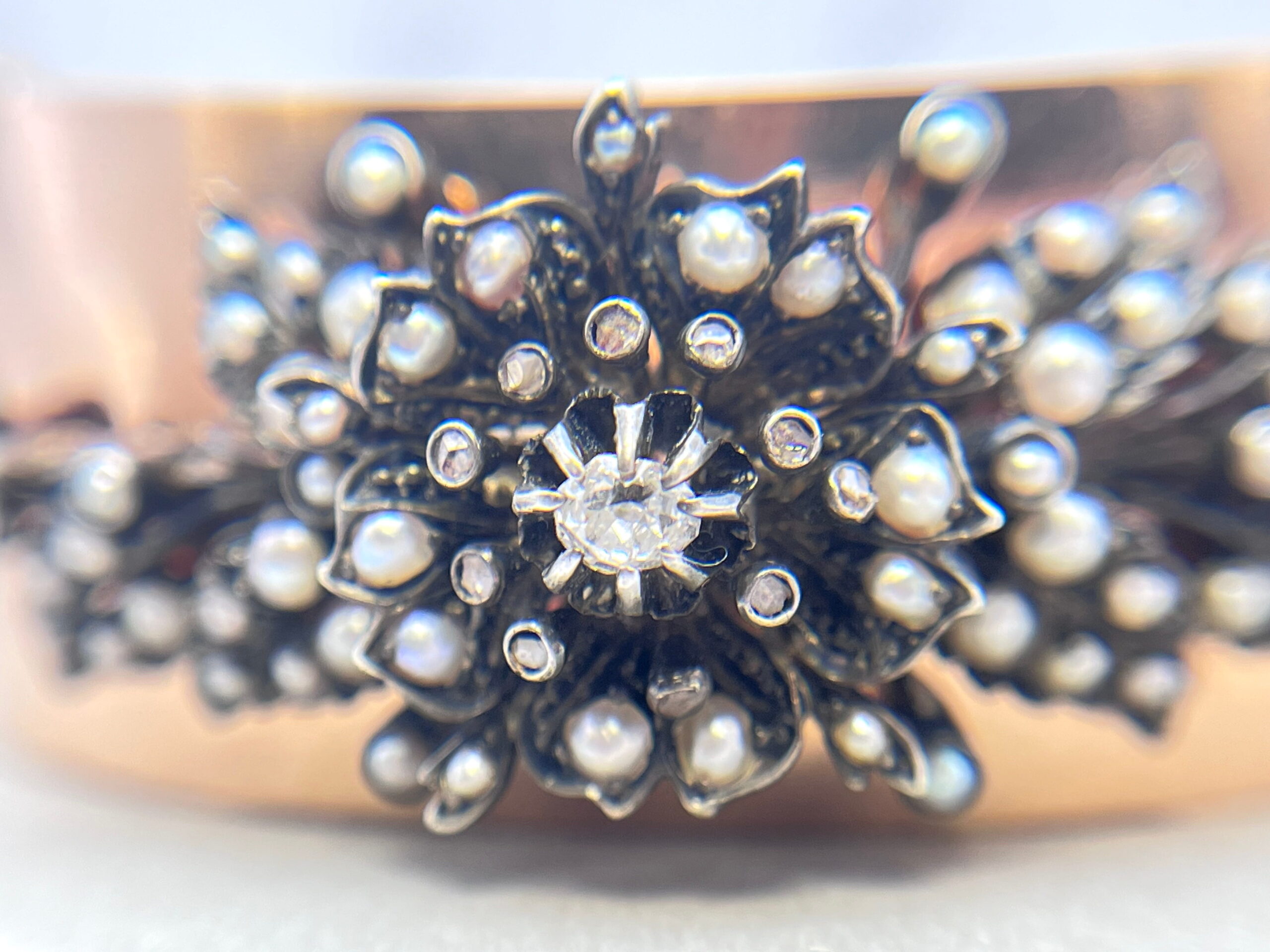 Conjunto esclava perlas y roseta corte antiguo - Imagen 3
